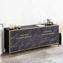 Hanah Home Consola Polka - Black con patrón de mármol y detalles dorados